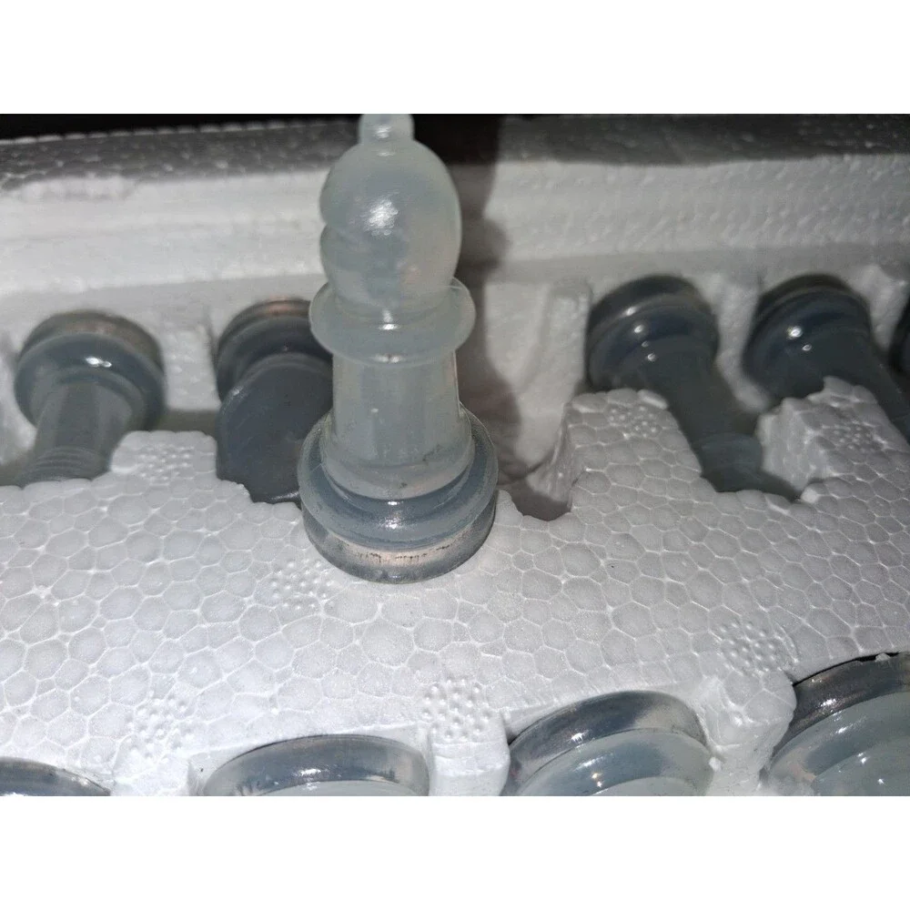 Classic Glass Chess Set Deluxe Checkers Game Strategy Board Frosted Pieces